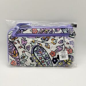 NWT Vera Bradley Maddalena Paisley Slim Wristlet RFID Quilted Purple 8x4.5